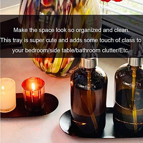 Stainless Steel Decorative Tray, Set of 2, 7 Inch Long, Jewelry Dish Cosmetics Organizer Bathroom Clutter, alternate view 4