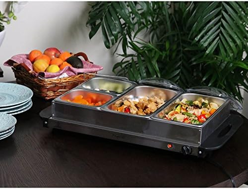 Stainless Steel Housing Easy Clean Buffet Server & Food Warmer With 4 Sectional Trays, alternate view 2