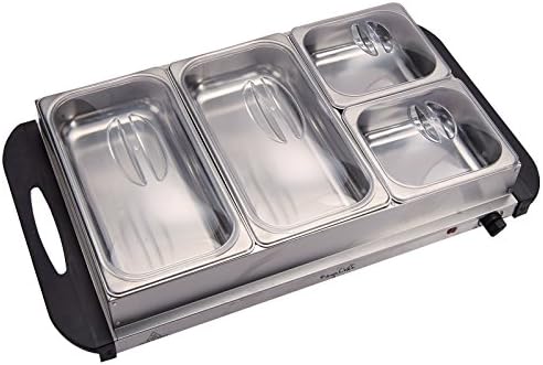 Stainless Steel Housing Easy Clean Buffet Server & Food Warmer With 4 Sectional Trays, alternate view 3