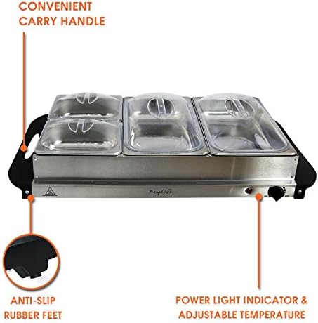 Stainless Steel Housing Easy Clean Buffet Server & Food Warmer With 4 Sectional Trays, alternate view 4