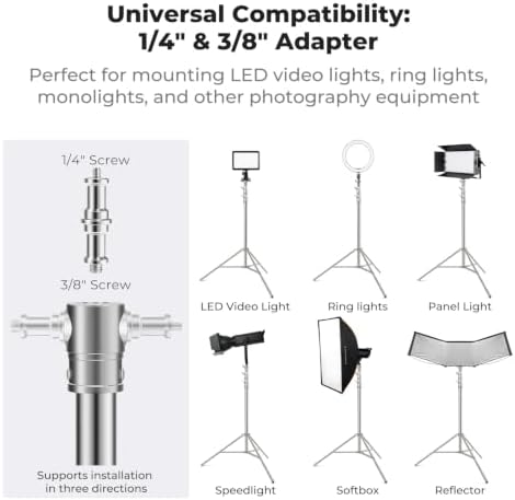 Stainless Steel Light Stand 9.2ft/2.8m Heavy Duty, 2-Pack, alternate view 2