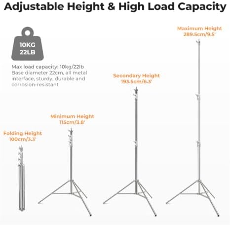 Stainless Steel Light Stand 9.2ft/2.8m Heavy Duty, 2-Pack, alternate view 5