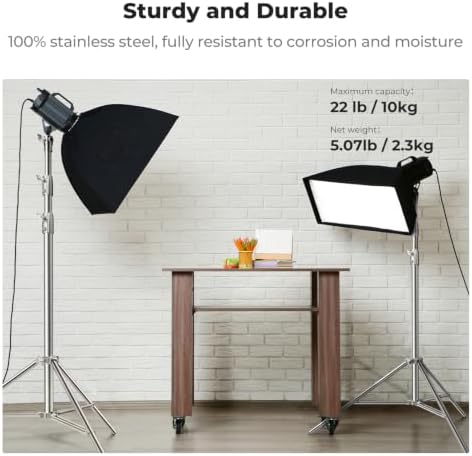Stainless Steel Light Stand 9.2ft/2.8m Heavy Duty, 2-Pack, alternate view 6