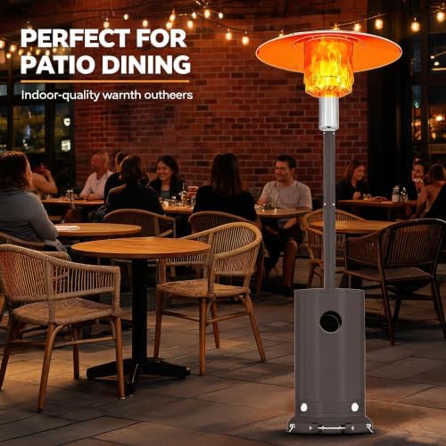 Stainless Steel Propane Outdoor Patio Heater with Wheels 48000 BTU in Brown, alternate view 3