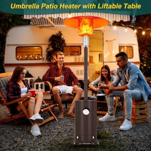 Stainless Steel Propane Outdoor Patio Heater with Wheels 48000 BTU in Brown, alternate view 4