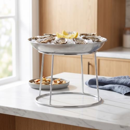 Stainless Steel Seafood Plate Rack 18x16cm Two Tier Pizza Stand in 18X16X15CM in Silver, alternate view 7