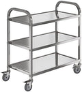 Stainless Steel Service Cart, 3 Tier, 400 lb, 37.4 in Tall Handle
