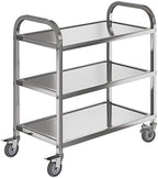 Stainless Steel Service Cart, 3 Tier, 400 lb, 37.4 in Tall Handle