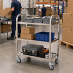 Stainless Steel Service Cart, 3 Tier, 400 lb, 37.4 in Tall Handle, alternate view 2
