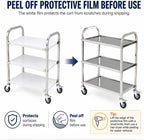 Stainless Steel Service Cart, 3 Tier, 400 lb, 37.4 in Tall Handle, alternate view 6