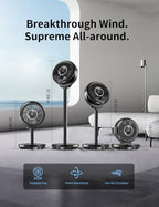 Standing Fan for Bedroom 180° Omnidirectional Oscillating 20dB Quiet Sleep, alternate view 2