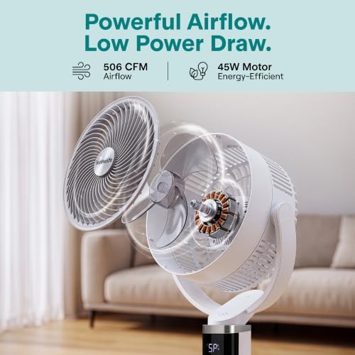 Standing Fan for Bedroom | 90° Vertical & 60° Horizontal Oscillations | Adjustable Pedestal Fan with Remote, alternate view 3