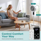 Standing Fan for Bedroom | 90° Vertical & 60° Horizontal Oscillations | Adjustable Pedestal Fan with Remote, alternate view 6