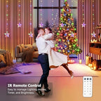 Star Curtain Lights Battery Powered, 10ft x 3.3ft Warm White & Multicolor Twinkle Fairy String Lights Curtain, alternate view