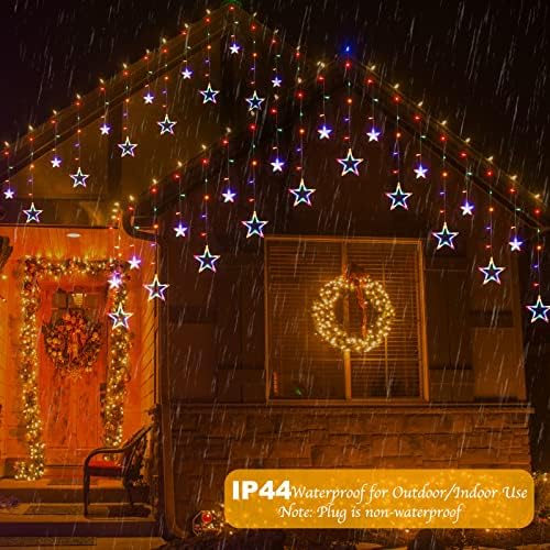 Star Curtain Lights for Bedroom - Plug-in 9ft 138 LED Fairy Twinkle Lights with 12 Star Drops, Connectable, alternate view 5