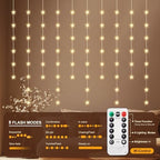 Star Curtain Lights, Warm White Window Lights 70 Stars Hanging Light with Remote Fairy Led Twinkle String Lights, alternate