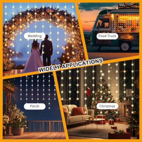 Star Curtain Lights, Warm White Window Lights 70 Stars Hanging Light with Remote Fairy Led Twinkle String Lights, alternate