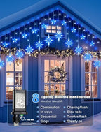 Star Icicle Lights Outdoor,126 Led 12 Star Hanging String Light, alternate view 2