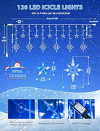 Star Icicle Lights Outdoor,126 Led 12 Star Hanging String Light, alternate view 3