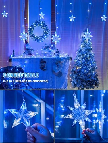 Star Icicle Lights Outdoor,126 Led 12 Star Hanging String Light, alternate view 5