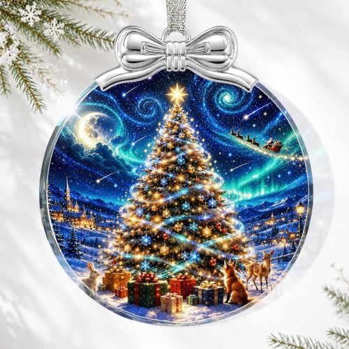 Starry Christmas Tree Ornament Crystal Glass 3 * 3.3 in for Xmas Tree Decor