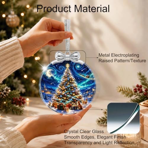 Starry Christmas Tree Ornament Crystal Glass 3 * 3.3 in for Xmas Tree Decor, alternate view 3