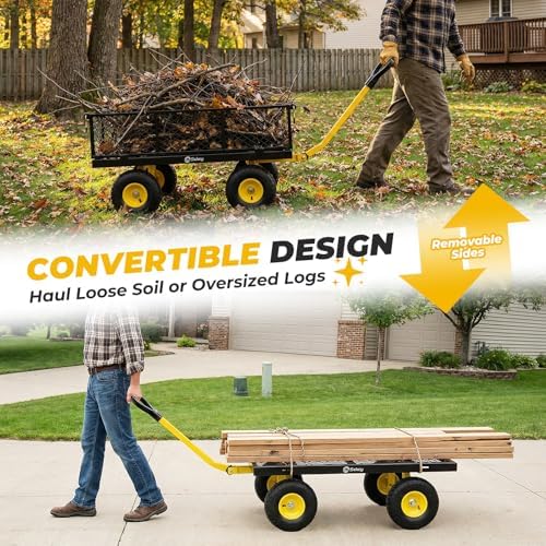 Steel Garden Cart, 1000 lb Capacity, Removable Sides, 10 in Tires, alternate view 5