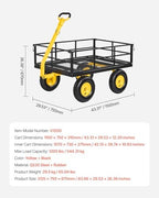 Steel Garden Cart, 1200 lbs Heavy Duty Pullable Garden Wagon Yard Cart, 2 in 1 Outdoor Metal Utility Wagon Yard, alternate