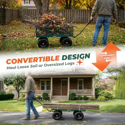 Steel Mesh Garden Cart, 600 lb Capacity, Removable Sides, alternate view 5