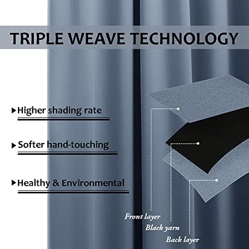 Stone Blue Outdoor Curtain for Patio Waterproof, Rustproof Grommet Blackout Thermal Insulated Light & Heat, alternate view 5