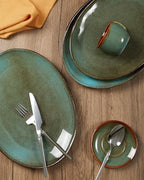 Stoneware Serving Platters, Oval 13.18/11.92 inch Serving Dishes for Entertaining, Ceramic Serving Trays for, alternate view