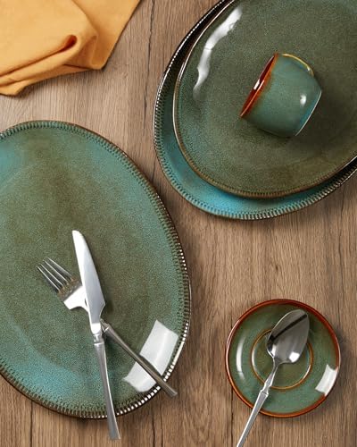 Stoneware Serving Platters, Oval 13.18/11.92 inch Serving Dishes for Entertaining, Ceramic Serving Trays for, alternate view