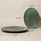 Stoneware Serving Platters, Oval 13.18/11.92 inch Serving Dishes for Entertaining, Ceramic Serving Trays for, alternate view