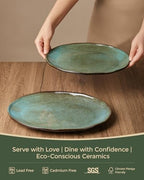 Stoneware Serving Platters, Oval 13.18/11.92 inch Serving Dishes for Entertaining, Ceramic Serving Trays for, alternate view