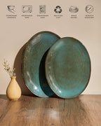 Stoneware Serving Platters, Oval 13.18/11.92 inch Serving Dishes for Entertaining, Ceramic Serving Trays for, alternate view