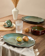 Stoneware Serving Platters, Oval 13.18/11.92 inch Serving Dishes for Entertaining, Ceramic Serving Trays for, alternate view