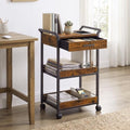 Storage Cart, 3-Tier Rolling Utility Cart with Table Top