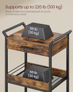 Storage Cart, 3-Tier Rolling Utility Cart with Table Top, alternate view 3