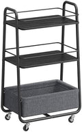 Storage Cart with Fabric Basket, 3-Tier Rolling Utility Cart