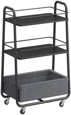 Storage Cart with Fabric Basket, 3-Tier Rolling Utility Cart