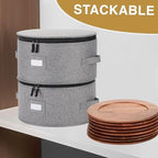 Storage Container for Charger Plate - Includes 12 Felt Dividers. Hard Shell and Stackable with Padded Interior, alternate