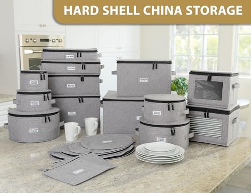 Storage Container for Charger Plate - Includes 12 Felt Dividers. Hard Shell and Stackable with Padded Interior, alternate