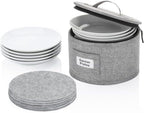 Storage Container for Saucer, Bowls, and Appetizer Plates - Fit dishes up to 6.5" W - Includes 12 Felt Dividers