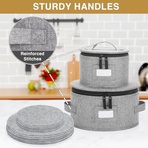 Storage Container for Saucer, Bowls, and Appetizer Plates - Fit dishes up to 6.5" W - Includes 12 Felt Dividers, alternate