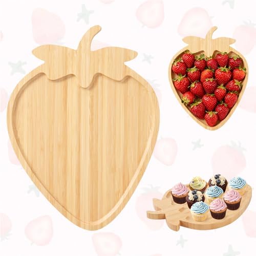 Strawberry Party Decorations Wooden Strawberry Charcuterie Board, Serving Tray for Berry First Birthday, Baby
