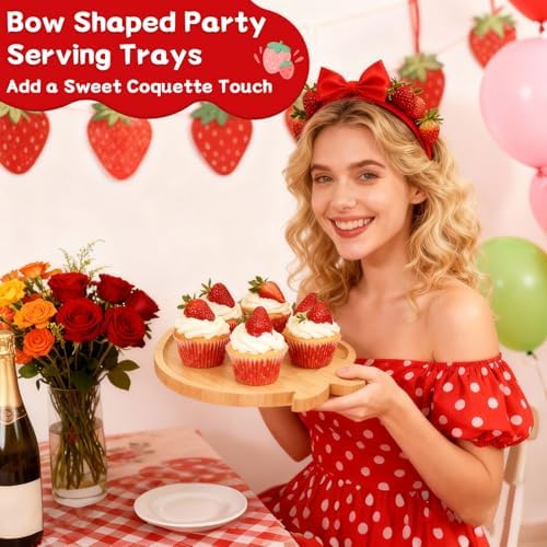 Strawberry Party Decorations Wooden Strawberry Charcuterie Board, Serving Tray for Berry First Birthday, Baby, alternate view