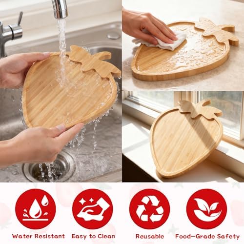 Strawberry Party Decorations Wooden Strawberry Charcuterie Board, Serving Tray for Berry First Birthday, Baby, alternate view