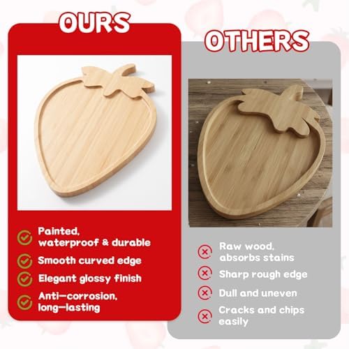 Strawberry Party Decorations Wooden Strawberry Charcuterie Board, Serving Tray for Berry First Birthday, Baby, alternate view