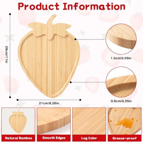 Strawberry Party Decorations Wooden Strawberry Charcuterie Board, Serving Tray for Berry First Birthday, Baby, alternate view
