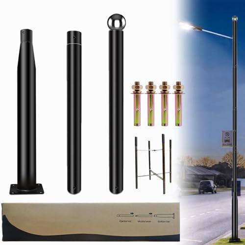 Street Light Pole 10 Ft Tall - Outdoor Adjustable Heavy Duty Metal Street Lamp Post for Outside Solar Street
